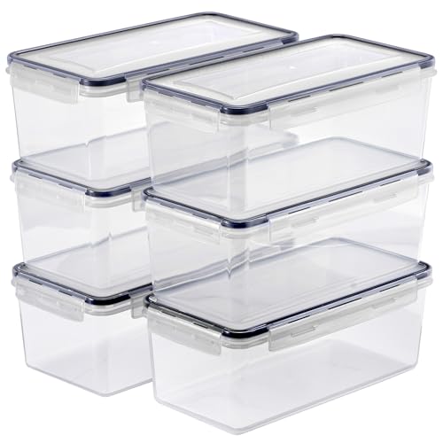 Sorbus Food Storage Containers - Pack of 6 - Air Tight, Four-Way Snap Lids Keeps Food Fresh - Store Cereal, Pasta, Flour, Nuts, Candy - Durable Plastic Kitchen Pantry Bins - size: 6 Pack