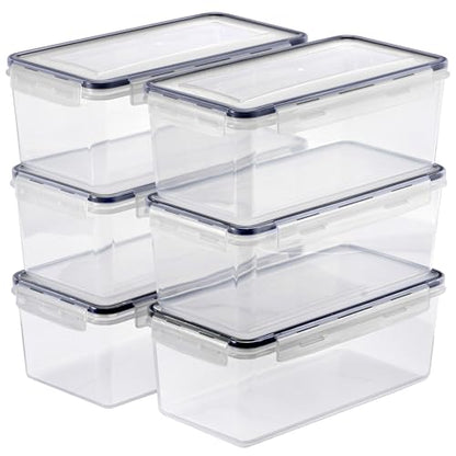 Sorbus Food Storage Containers - Pack of 6 - Air Tight, Four-Way Snap Lids Keeps Food Fresh - Store Cereal, Pasta, Flour, Nuts, Candy - Durable Plastic Kitchen Pantry Bins - size: 6 Pack
