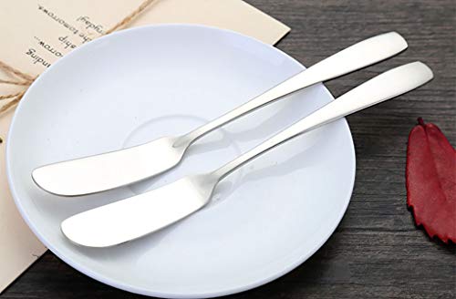 2-Pack Stainless Steel Cheese Spreader & Dessert Spoon Set | Yogurt Spoon, Spatula Knife, For Cheese, Jelly, Jam, Dessert, Appetizers, Sandwich, Ice Cream, Butter Knife