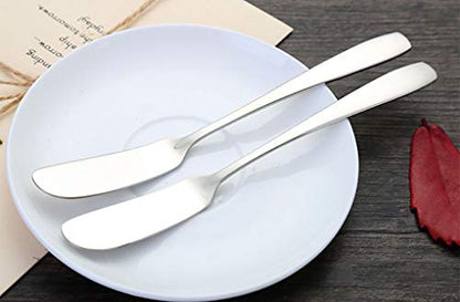2-Pack Stainless Steel Cheese Spreader & Dessert Spoon Set | Yogurt Spoon, Spatula Knife, For Cheese, Jelly, Jam, Dessert, Appetizers, Sandwich, Ice Cream, Butter Knife