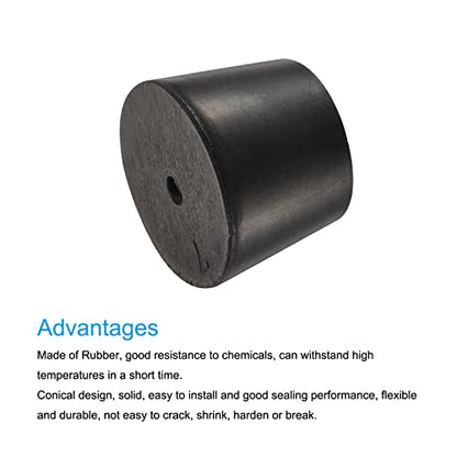 MECCANIXITY Rubber Tapered Plug 30mm to 37mm with Hole Test Tubes Bungs Stopper Black for Lab Home 5 Pieces - size: 30mm - 37mm