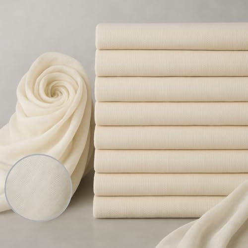 8 PCS Grade 100+ Cheese Cloths 20x20 Inch, Reusable and Washable Cheesecloths for Straining,100% Unbleached Pure Cotton Lint Free, Ultra-Fine Cheese Cloth for Baking & Juicing (52×50 TPI)