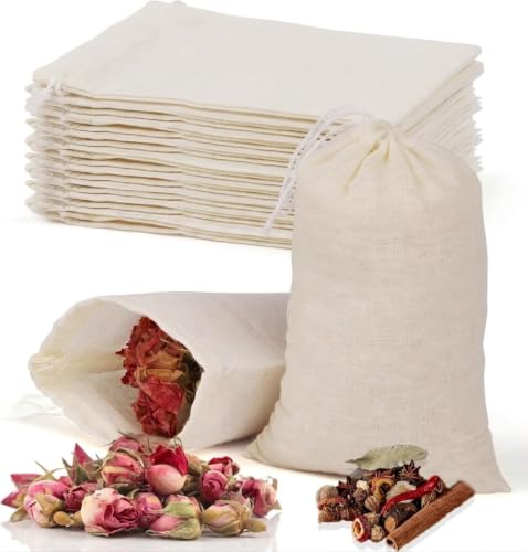 10 Pcs Muslin Drawstring Bags - Natural Unbleached Cotton Cheesecloth Bags for Tea, Coffee, Spices, Broths & More (4 x 3 Inches) - size: 10PCS