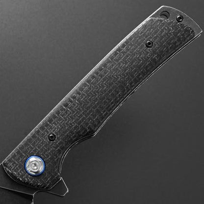 Eafengrow EF973 Folding Knife, D2 Steel Blade Micarta Handle Scale Pocket Knife Folder for Working Camping Hiking EDC Tool Knife(black) - color: black