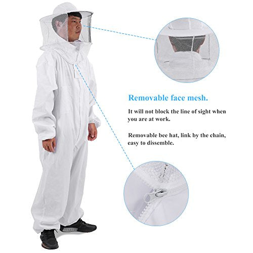 Professional Bee Suit for Men Women, Beekeeping Beekeeper Suit, Beekeeping Outfit Beekeeper Unisex Suits Full Body Beekeepers Suits Hat (XL) - size: XL