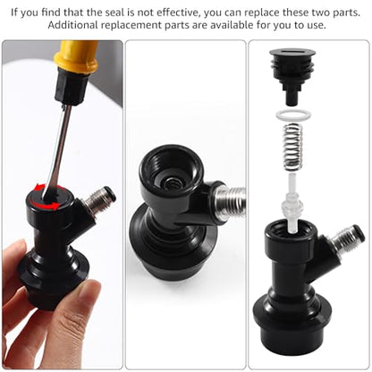 2 Pairs Keg Ball Lock Quick Disconnect Set Home Brewing Keg Parts Ball Lock Keg Fittings with Stainless 5/16'' for Hose 1/4'' Beer Barb Swivel Nuts Hose Clamp for Keg Post Coupler Black White - size: 2 Pairs