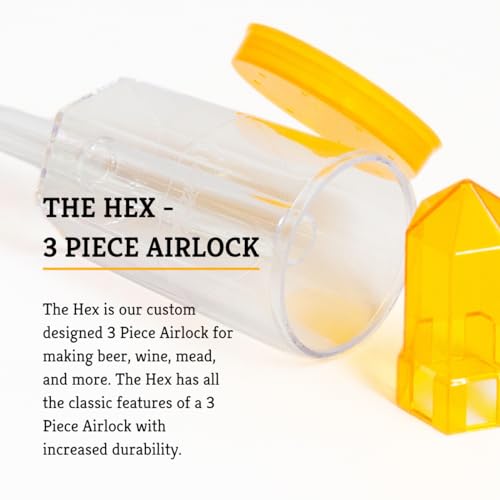 Craft A Brew - The Hex - 3 Piece Airlock - For Home Brew Fermentation - For Beer, Wine, Hard Cider, Mead Making, Pickling & More - Durable - At Home Beer Making Supplies - size: The Hex Airlock