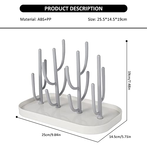 Bottle Drying Rack,Drying Rack for Kitchen Counter,Detachable Bottle Dryer Holder with Base.for Nipples,Cups,Pump Parts and Accessories(Gray) - color: Gray
