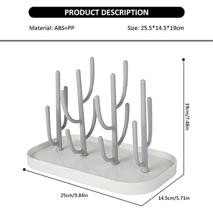 Bottle Drying Rack,Drying Rack for Kitchen Counter,Detachable Bottle Dryer Holder with Base.for Nipples,Cups,Pump Parts and Accessories(Gray) - color: Gray