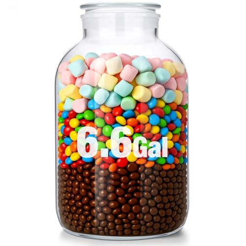 Maxdot Large Glass Jar with Airlock Lid 6.6 Gallon Large Storage Glass Jars Wide Mouth Fermentation Jar with Ropes Fermentation Container Jug for Wine Making - size: 6.6 Gallon, style: Airlock Lid