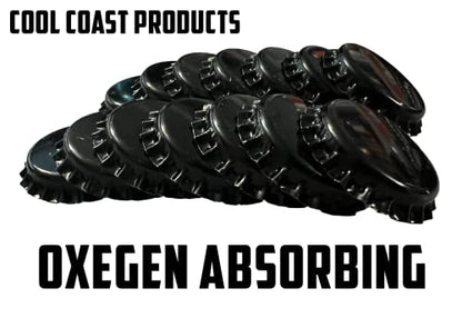 Commercial Craft Beer Bottle Crown Caps Black | Oxygen Absorption Barrier Liner for Brewery Homebrewer Winemaker (100)