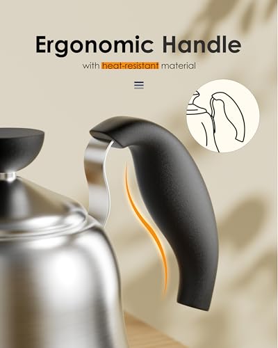 Gooseneck Kettle， Pour Over Coffee Tea Pot, Small 28oz, Brushed | Food Grade Stainless Steel, Precise Gooseneck Spout, for Camping, Home & Kitchen, Induction & Gas Applicable - style: Brushed Silver