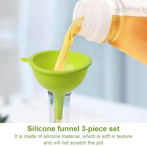 Upgrade Kitchen Funnel Set 3 Pack, Small and Large, Kitchen Gadgets Accessories Silicone Funnels for Filling Water Bottle Liquid Transfer Food Grade (C) - color: C
