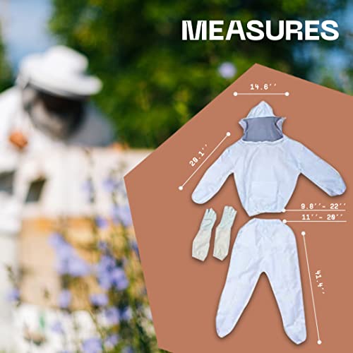 Professional Bee Suit for Men and Women - Beekeeping Outfit Beekeeper Unisex Suit with Protective Bee Jacket with Hood, Pants, Gloves for Backyard and Bee Keeper