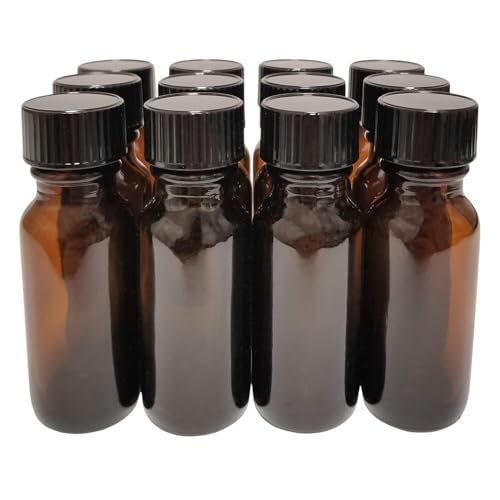 408-05-GR Amber Glass Bottle with Cap, 1/2oz, 18/400 Neck, 144 Pack