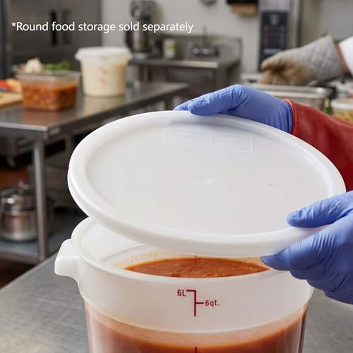 TrueCraftware- White Round Polypropylene Food Storage Container Lid Fits 6 and 8 Qt. Round Containers Replacement Lid for Meal Prep Kitchen Pantry Commercial Restaurant - size: Lid - Fits 6&8qt