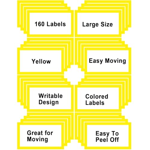 6 x 4 inch Large Moving Labels for Boxes, Blank Moving Boxes Labels Stickers, 160pcs 8 Color Coded Moving Stickers Packing Labels Stickers for Home Organization Projects, Kitchen, Storage Bins, Yellow - color: A-color-yellow