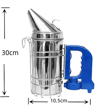 Electric Version Stainless Steel Bee Hive Smoker with Heat Shield, Beekeeper Dedicated Smoked Bee Beekeeping Equipment - color: Battery (not included)