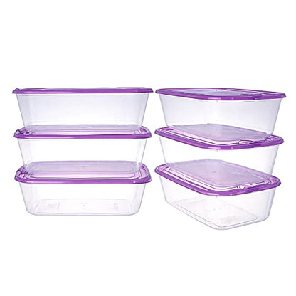 KIGI Plastic Food Containers, Snap-on Lids, BPA-Free, Vented & Microwave Safe for Leftovers, Stackable, Lightweight & Portable for on-the-go (5.4 Cup 6 PACK) - size: 5.4 Cup | 44 OZ