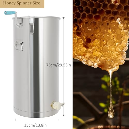 2 Frame Manual Honey Extractor, Stainless Steel Beekeeping Extraction Separator with Lid, Apiary Centrifuge Equipment for Hive Farms