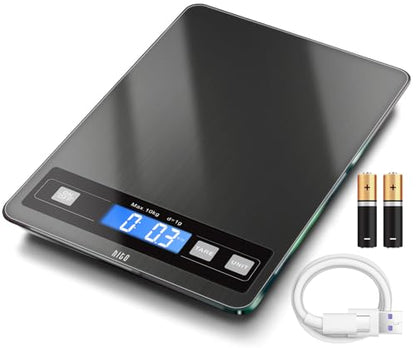 hito Food Scale 22lb Digital Kitchen Scale Rechargeable Waterproof Weight Grams and oz 1g/0.1oz Precise, for Weight Loss, Cooking and Baking, Black - color: Grey, size: 22lbs charging/ battery