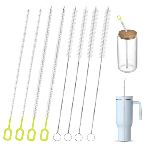 Heavy-Duty Straw Cleaner Brush Set - 8-Pack 12-Inch Long Brushes for Stanley Cup, Yeti & Hydro Flask | Flexible Core Deep-Cleans Baby Bottles, Tumbler Straws, Narrow Tubes (4 Sizes) - size: Type B
