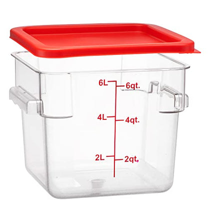 Tiger Chef 6 Quart Commercial Grade Clear Food Storage Square Polycarbonate Containers With Red Lids - style: 192 Fl Oz (Pack of 1)
