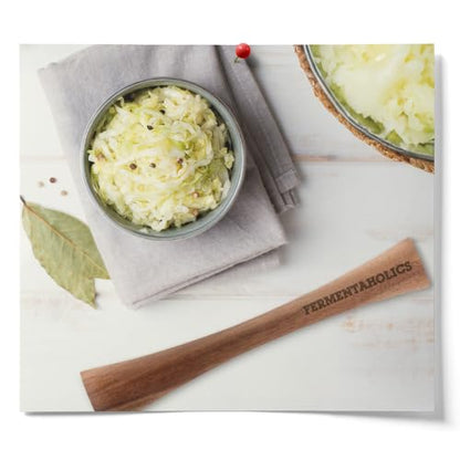 Fermentaholics Fermentation Tamper Tool, Make Sauerkraut At Home | Perfect Tool For Fermented Cabbage & Any Fermented Vegetables | DIY Fermented Sauerkraut | (Acacia)