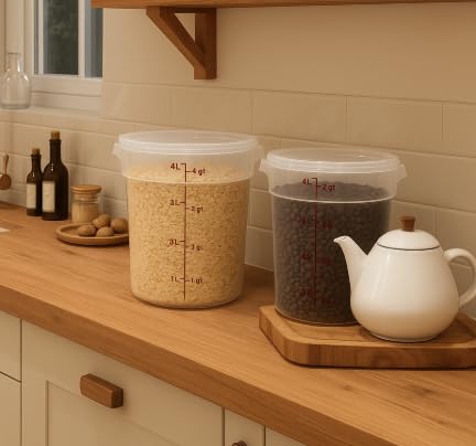 Ultra-Durable, 4 Quart Food & Fermentation“Container + Airtight Lid Set”(2 Pack) BPA-Free Storage for Kimchi, Pickles, Bulgogi, Ribs,Made in USA
