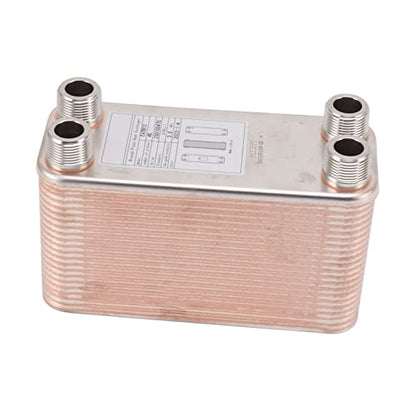 40 Plates Wort Chiller, Stainless Steel Brazed Plate Heat Exchanger with Copper for Beer, Water Hydronic Heating, Snow Melting, Thread Plate Chiller Liquid Accelerated Cooler