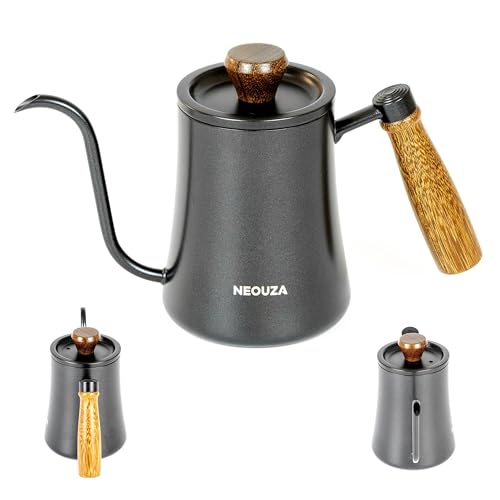 NEOUZA 500ml Gooseneck Kettle, 304 Stainless Steel Stovetop Safe Kettle for Pour Over Coffee and Tea, Precision Spout & Wooden Handle - color: Classic (No Thermometer)