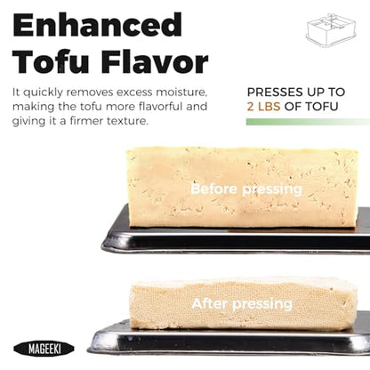 Tofu Press, Tofu Press Stainless Steel with Cheese Cloth and Drip Tray for Homemade Firm Tofu, Paneer Maker & Cheese Press - Efficient Water Removal, Dishwasher Safe - color: L, with Plastic Tray