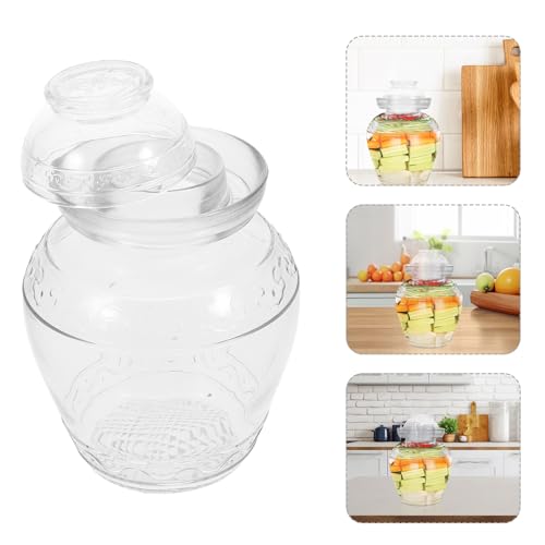 Sealed Glass Pickle Jar Large Capacity 3-jin Food Storage Canister Thickened Water-tight Fermentation Crock for Household Kimchi and Sauerkraut Preservation