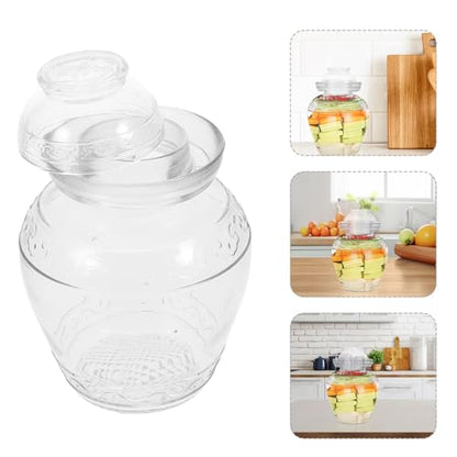 Sealed Glass Pickle Jar Large Capacity 3-jin Food Storage Canister Thickened Water-tight Fermentation Crock for Household Kimchi and Sauerkraut Preservation