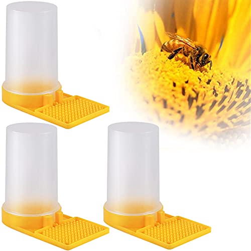 3 Pack Beehive Beekeeping Water Dispenser Bee Drinking Beekeeping Equipment Honey Beehive Entrance Feeder Nest Beekeeper Tools (White Yellow)