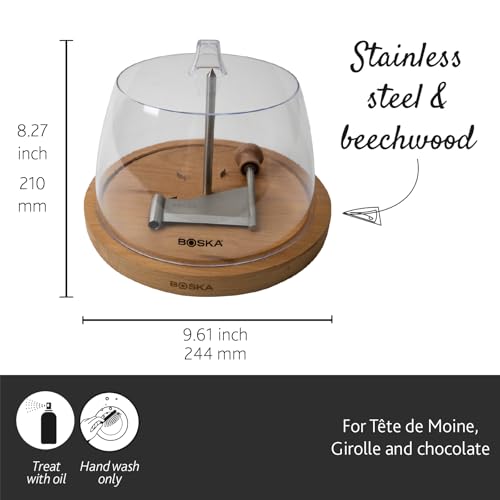 Boska Cheese Curler Amigo Stainless Steel - Best for Tête de Moine or Girolle - Multifunctional Rust-Proof Shredder - Manual Handheld Flaker - 10 Year Warranty