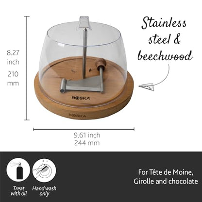 Boska Cheese Curler Amigo Stainless Steel - Best for Tête de Moine or Girolle - Multifunctional Rust-Proof Shredder - Manual Handheld Flaker - 10 Year Warranty