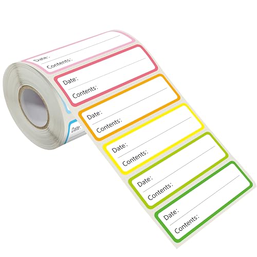 500 PCS Food Labels, Removable Water/Oil/Tear Resistant Food Reminder Stickers Self-Adhesive 10 Colored Freezer Labels in Roll with Perforation Line for Containers, Jars, Kitchen Organization - color: Colorful Border