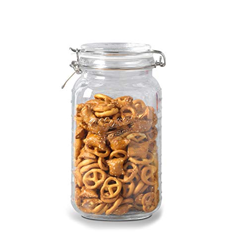 Mason Craft & More Airtight Kitchen Food Storage Clear Glass Clamp Jars, 50 Ounce (1.5 Liter) Medium Clamp Jar - size: 50 ounce (1.5 liter) Medium Jar - Pack of 1