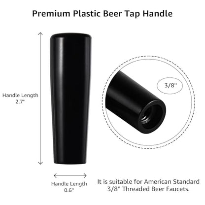 12 PCS Black Plastic Beer Tap Handle - Short Keg Handle for Bar Draft Kegerator Faucet, Fits Standard American Thread - size: 12pcs