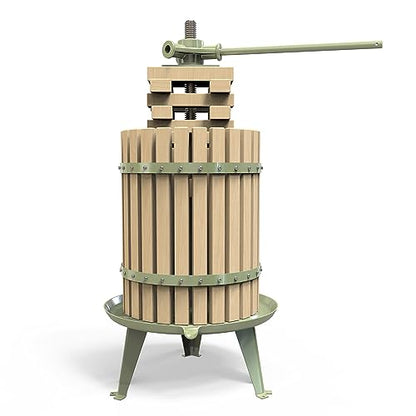 4.75 Gallon Green Fruit and Wine Press, Manual Cider Juice Maker with Solid Beech Wood Basket & Heavy-Duty Stand for Apples, Grapes, Berries - color: Green, size: 4.75 Gallon