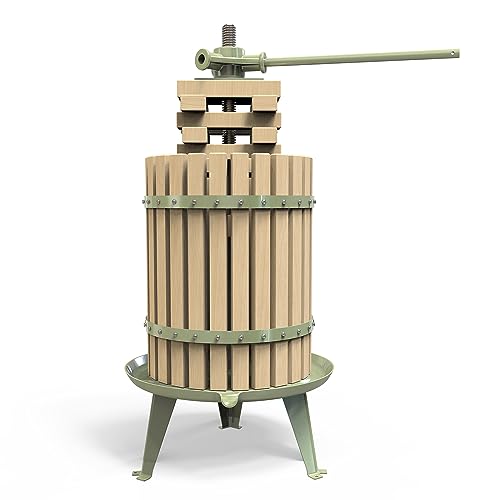 4.75 Gallon Green Fruit and Wine Press, Manual Cider Juice Maker with Solid Beech Wood Basket & Heavy-Duty Stand for Apples, Grapes, Berries - color: Green, size: 4.75 Gallon