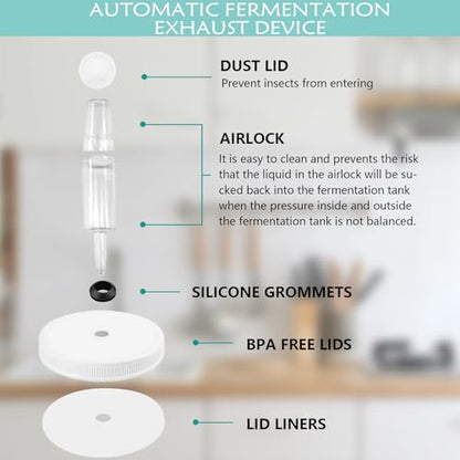 Artcome 2 Pack 1 Gallon Fermentation Jars with Airlocks & Lids - Transform Gallon Jar Into a Fermenter - Perfect for Pickles, Hard Kombucha, Beer, Wine, Cider - Gallon Lid with Econolock Airlock