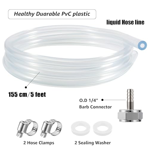 MRbrew Draft Beer Line with Barb Connector, Kegerator Accessory Kit Beer tower Brewing Tubing Hose, 5 Feet Clear Vinyl Tubing Draft Beer Dispensing 3/16" ID 7/16" OD Tubing Hose for Beer Tap D Coupler