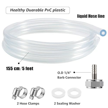 MRbrew Draft Beer Line with Barb Connector, Kegerator Accessory Kit Beer tower Brewing Tubing Hose, 5 Feet Clear Vinyl Tubing Draft Beer Dispensing 3/16" ID 7/16" OD Tubing Hose for Beer Tap D Coupler