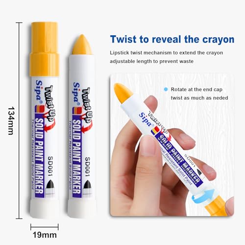 Sipa Permanent Solid Paint Markers, Twist Long-Lasting Paint Pens for Window, Wood,Metal and Glass Marker, 1 Pack (Yellow) - color: Yellow