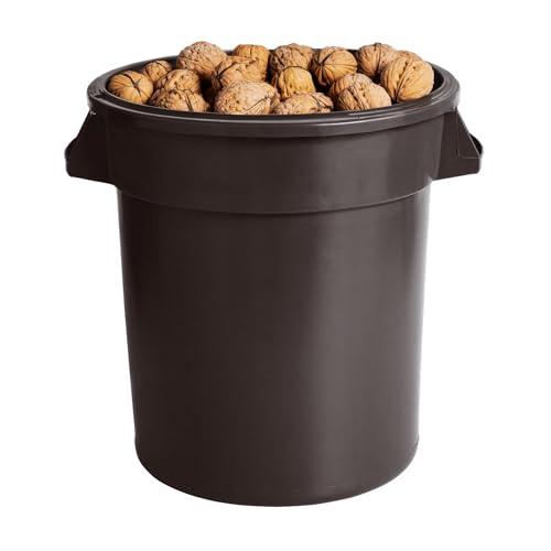 PRO&Family Commercial Round Trash Can, Ingredient Bin, Heavy-Duty Plastic, Anti-Static, Kitchen, Office, Outdoor Use (Brown, 20 Gallon) - color: Brown, size: 20 Gallon