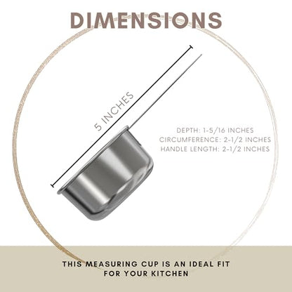 1/3 Cup Stainless Steel Measuring Cup | Sturdy Metal 80 ml | 80 cc | 3 oz | Single Cup for Wet and Dry Ingredients | Great for use as 1/3 Cup Dog Food Scoop - 1 PK - size: 1/3 Cup