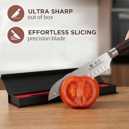 imarku Santoku Knife-Super Sharp Chef Knife Made of High Carbon Stainless Steel, Kitchen Knife with Ergonomic Handle, Great Sharp Knife on Christmas and Birthday for Her Him - color: Brown