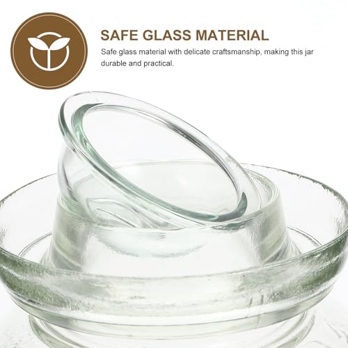 Airtight Glass Pickle Jar 5lb Capacity Thickened Sauerkraut Fermentation Crock with Water Seal Lid, Includes Inner Cover, Brush and Tongs for Kitchen Food Storage